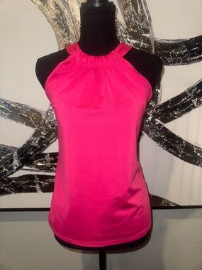 Cache Pink Halter Tank Top with Open Back Detakl